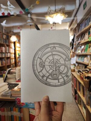 LIBRETA BITACORA GRIS AMARILLA Y PLATA AZUL